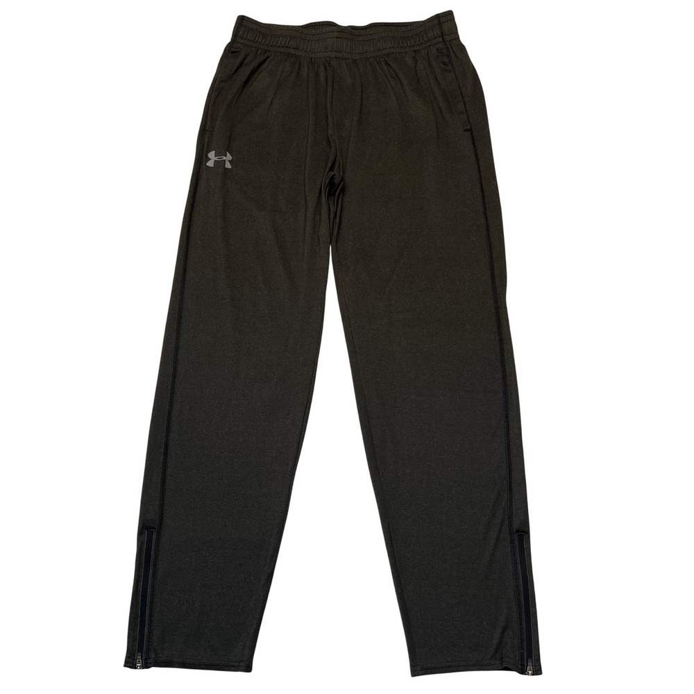 Under Armour Charcoal‎ Gray Heat Gear Lightweight Ankle Zip Track Pants Men's L